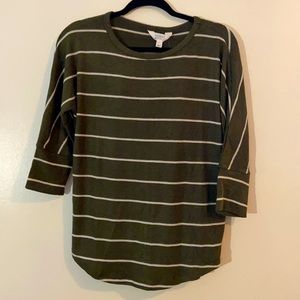 Olive Green Striped Sweater - Market&Spruce NWT